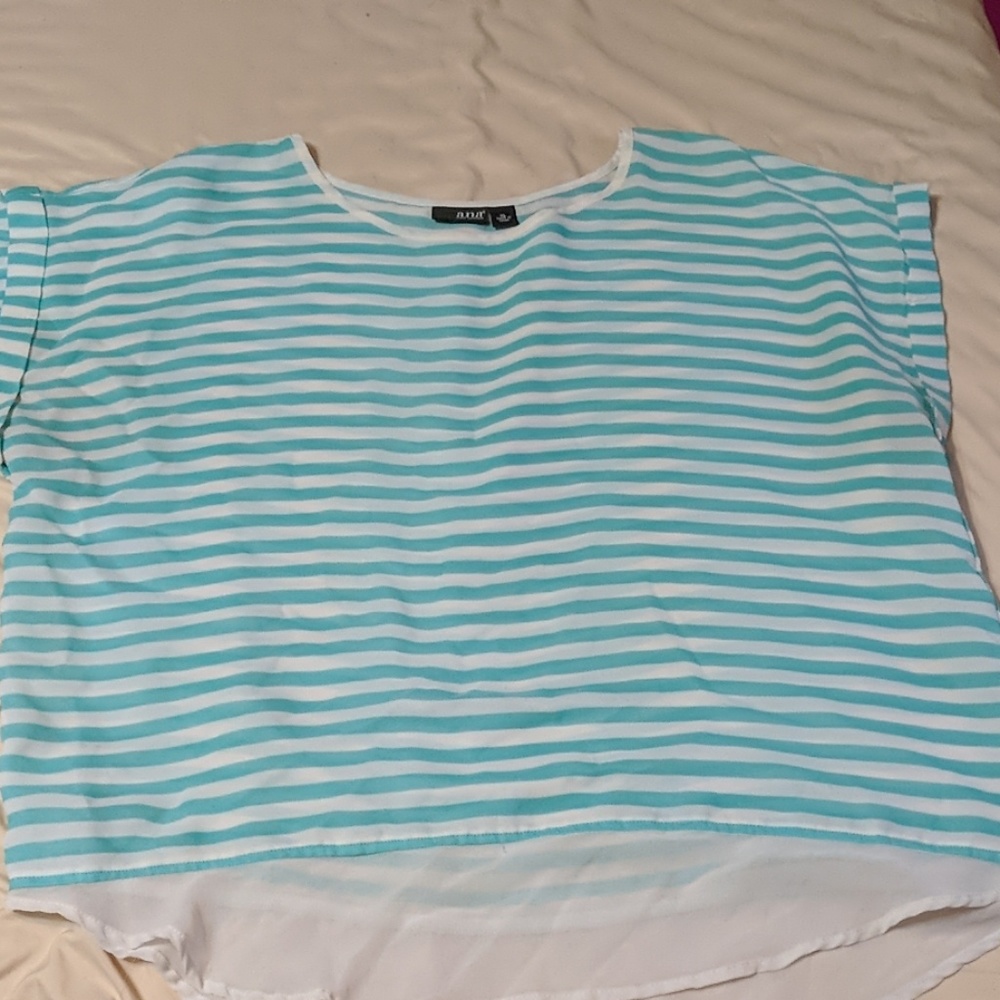 Light green and white striped blouse